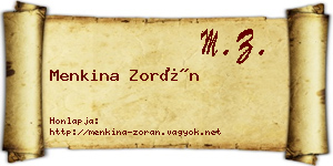 Menkina Zorán névjegykártya